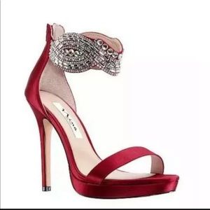 RED HOT,! - Nina Fayth-YS Open Toe Ankle Wrap Classic Pump 10